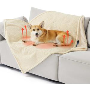 Bedsure Self Warming Blanket for Large Dogs - Waterproof, Washable Couch Protector, Sherpa Fleece Puppy Blanket, Soft Plush Reversible Throw, 40"X50", White