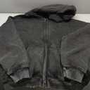 FAIABLE Mens Womens Double Zip Up Hoodie Oversized Acid Wash Hoodie Heavyweight Fleece Cotton Zipper Sweatshirt Vintage (Large, Black)