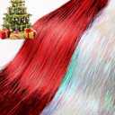 Lyrow 20000 Strands 20" Christmas Tinsel Icicle Strand Garlands Iridescent Xmas Tree Tinsel Strands Christmas Tree Decoration Holiday Birthday Supplies(Red, White)
