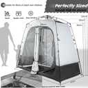Porayhut Portable Camping Shower Tent Deluxe Changing Room Easy Set Up Privacy Shelter, Large Toilet Tent 2 Rooms with Floor Drain Design for Beach, Camping, Hiking with Stakes and Ropes for Stability