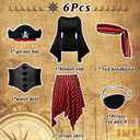 Pirate Costume Women Renaissance Shirt Dress with Head Scarf Halloween Pirate Queen Outfit, XL