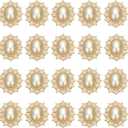 PATIKIL 20Pcs Rhinestone Buttons, Flatback Sew on Rhinestones with Metal Base Mirror Gems for Crafting Embellishments for Clothes Shoes Hats Bags, Glossy Pearl