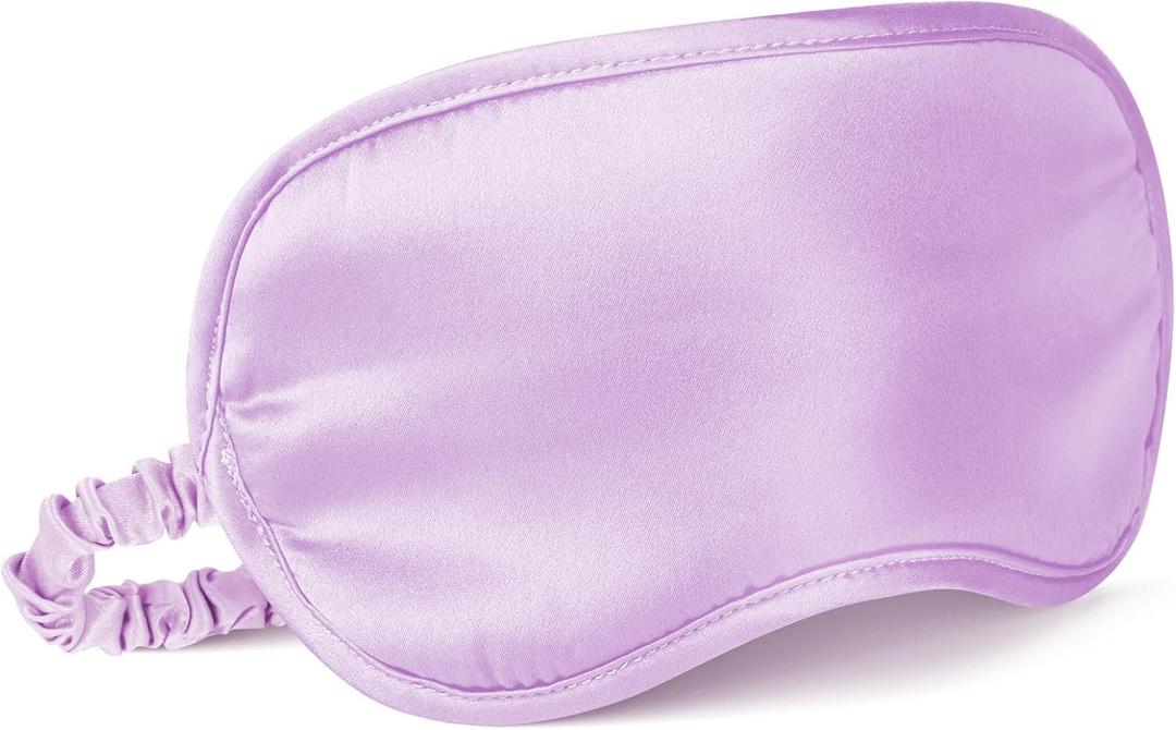 LULUSILK 100% Mulberry Silk Sleep Mask, Lavender Silk Eye Cover for Sleeping, Pack of 1