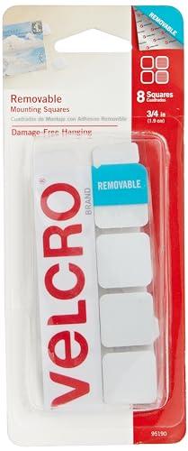 VELCRO Brand "VELCRO Brand - Removable Mounting Squares, Damage-Free Decorating, 3/4"", Pack of 8" (95190)