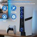 JUSPRO Cooling Fan for PS5 Pro, Quiet Enhanced 4 Cooler Fan with Adjustable Speed, Auto Power On/Off, Cooling Accessories with USB 3.0 Port and LED Light for PlayStation 5 Pro