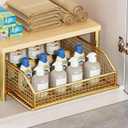 Funecy Coffee Pod Drawer Holder,Coffee Machine Storage Rack,Home Kitchen Counter Coffee Bar Organizer,Storage Basket Drawer (Gold)