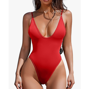 ESONLAR Women's Sexy Plunging V Neck Bathing Suit Open Back One Piece Swimsuits XL