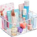 STORi 5-Compartment Clear Plastic Organizer | Rectangular Divided Makeup and Vanity Storage Bin and Office Desk Caddy | Scalloped Wall Design | Made in USA