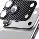 Hoerrye for iPhone 17 Pro Camera Lens Protector - [12FT Shatterproof Military Grade] [Strong Adsorption] Metal Top 9H+ Tempered Glass Camera Screen Full Cover Case Friendly,Carbon Fiber