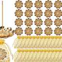 Layhit 24 Set Indian Return Gifts for Pooja Bulk, Lotus Incense Holder Gold Incense Sticks Holder with Organza Bags, Zinc Alloy Stick/Coil/Cone Anti Ash Spilling for Housewarming Yoga Spa Decor