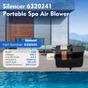 6320241 Silencer Spa Blower, 2 HP 240V 4.6A High-Performance Motor, Quiet and Shock-Absorbing Operation, OEM-Style Replacement for Hot Tubs and Spas, Fits Standard 2" Plumbing, Easy Installation