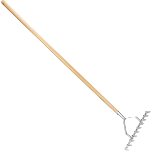 Berry&Bird 58.3" Long Handle Thatch Rake, 10 Tines Garden Dethatcher, Heavy Duty Stainless Steel Aerator Cutter with Hardwood Handle, 14.6" Wide Dethatching Rake
