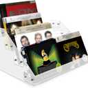 4 Tier Acrylic CD Holder Stand, Tiered CD Storage Rack with Cross Wrench, Clear DVD Rack for Counter Display Supplies, DVD Storage Shelves for Media Shelf Organization