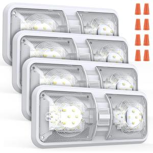RV Lights Interior, 12 Volt Led Lights 1000LM, Camper Lights 8W, RV Led Lights Interior Fixtures 12V, RV Ceiling Dome Light with Switch for RV/Camper/Trailer/Boat/Car (Natural White, 4Pack).