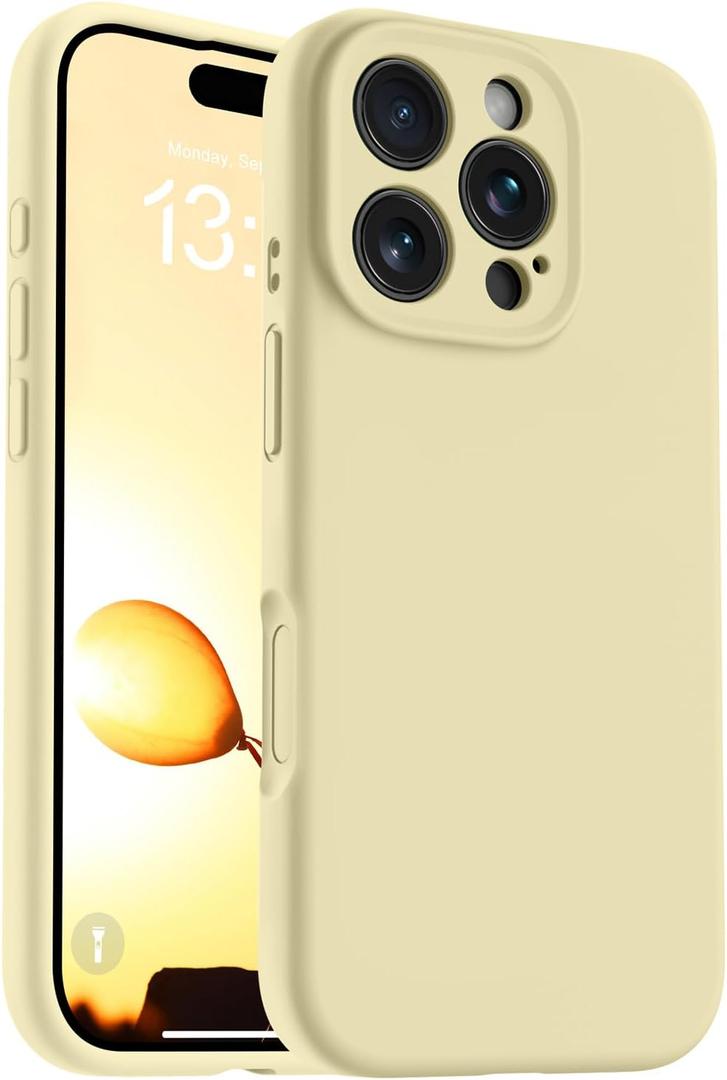 OTOFLY Magnetic for iPhone 16 Pro Case,Compatible with Magsafe,Classic Liquid Silicone Mobile Phone Case,Integrated Camera Control Button,Anti-Scratch Microfiber Lining, Yellow