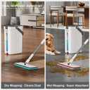 HoMettler Dual-Mop and Bucket Set, 3-Tank Flat Mop and Bucket System with Separate Dirty and Clean Water, Wall Cleaner Mop, Flat Mops for Floor Cleaning with 6 Microfiber Pads