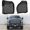 Mixsuper Custom Fit Front Floor Mats for 1999 2000-2007 Ford F-250 / F-350 / F-450 / F-550 Super Duty (All Models) / 2000-2005 Excursion, All Weather Floor Liner Durable 1st Row Set Black