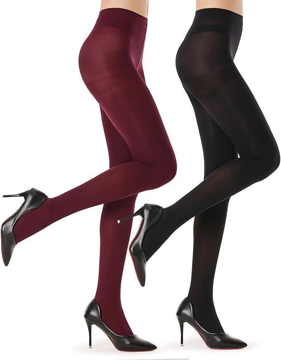 G&Y 2 Pairs Semi Opaque Tights for Women - 40D Microfiber Control Top Pantyhose S