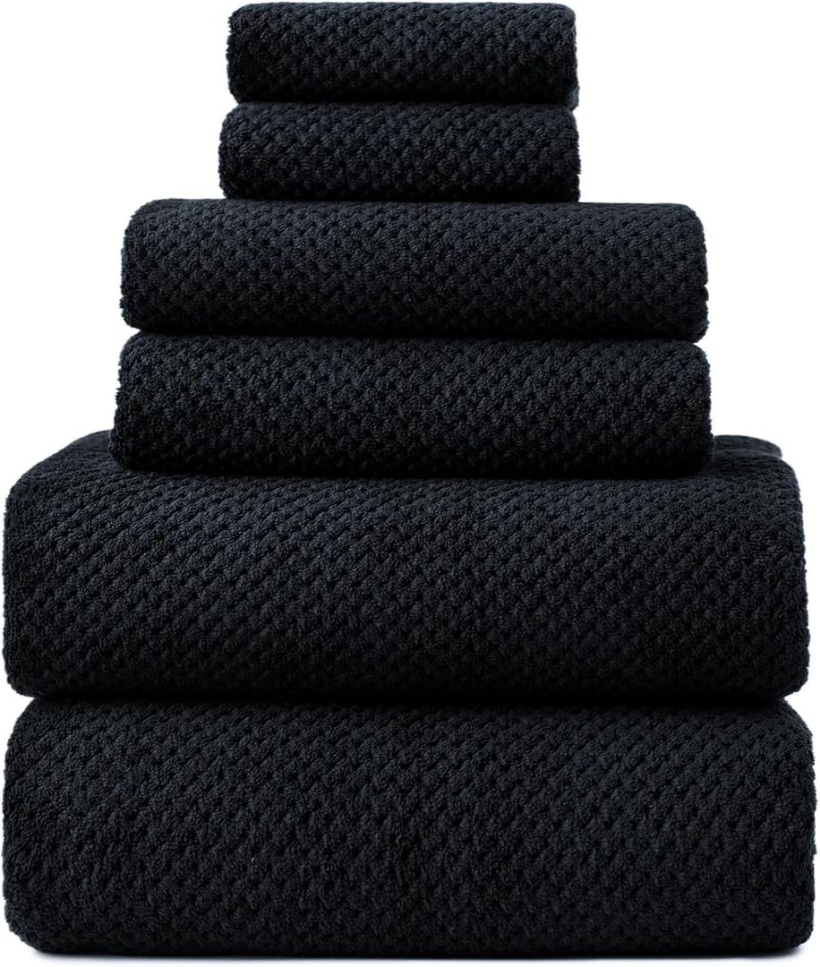 Oversized Bath Towels Extra Large 40x80 Inches Bath Sheets for Adults Super Soft Quick Dry Highly Absobent Microfiber Shower Towels (6 Piece, Black)
