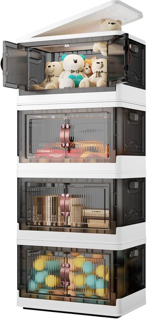 Storage Bins with Lids - 192QT Large Plastic Storage Bins Closet Organizers and Storage, Foldable Stackable Storage Containers for House Organizing Bedroom Dorm Room
