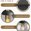 LMS 4-Light Matte Black Vanity Light, Modern Bathroom Lighting Over Mirror, Black and Brass Gold Finish with Globe Glass Shade, LMS-116-4
