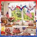 Embroidered Patriotic 250 Anniversary Kitchen Curtain Valance 58 x 14 Inch 4th of July 250 Years of Freedom Red White Blue Eagle Window Treatment Valance Curtain for Independence Day