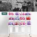 Asee'm Flower Display Stand With 12PCS Buckets 3 Tier Flower Cart Display Stand with Wheels Heavy Duty Moving Metal Plant Stand Flower Bar Flower Rack for Florist Indoor Outdoor Patio Garden White
