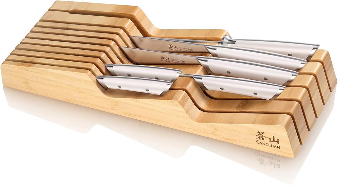 Cangshan HELENA Series German Steel Forged 7-Piece In-Drawer Knife Set (White), 18.3-Inch