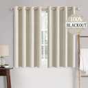 MIULEE 100% Blackout Linen Textured Curtains for Bedroom Solid Thermal Insulated Cream Grommet Room Darkening Curtains & Drapes Luxury Decor for Living Room Nursery 52 x 63 Inch (2 Panels)