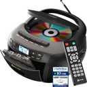 KLIM CD Player & Cassette Tape Player, Bluetooth Boombox, AM/FM Radio, Stereo Sound, Remote, CD and Cassette Combo, Tape Recording, USB Drive, AUX, AC/DC Powered