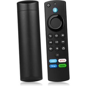 Replacement Firestick Remote Control Fit for Fire Smart TV Stick Lite/4K/4K MAX/4K Plus/HD, Smart TV 3rd Gen/TV Cube(1st/2nd/3rd Gen)/TVs Stick(2nd/3rd Gen) with Voice Controller Green hulu Button (black)