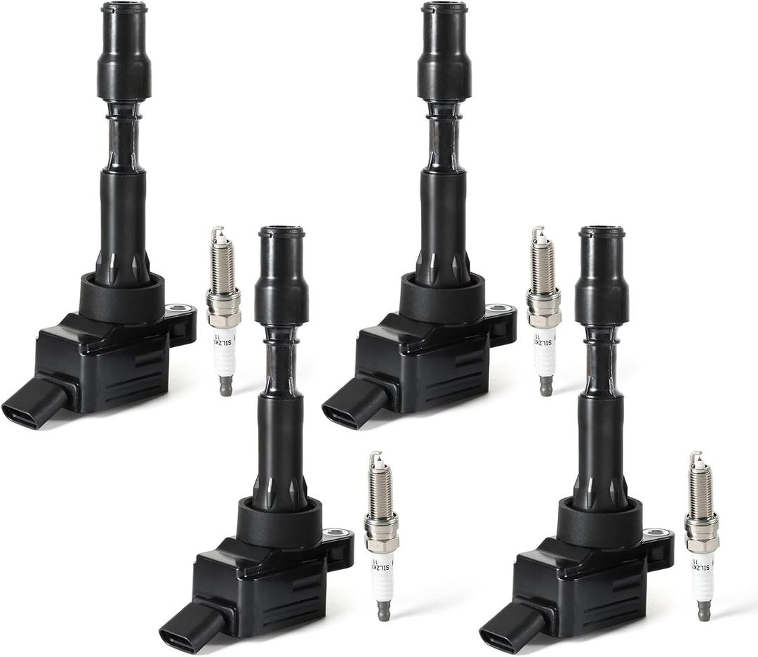 4PCS UF816 Ignition Coils Pack & Iridium Spark Plugs Compatible with Hyundai Elantra Sonata Kona for Kia Forte Optima 2.0L Replace#27300-2E601