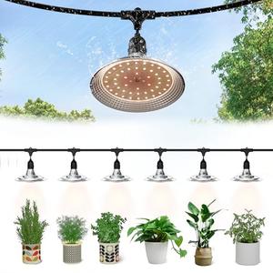 Danshinro 12-Light Outdoor LED Grow Lights – Waterproof String Light for Plants, 21.3FT Adjustable Greenhouse Full Spectrum Grow Lights with E26 Base Bulbs, IP44 Waterproof for Garden, Farm, Yard