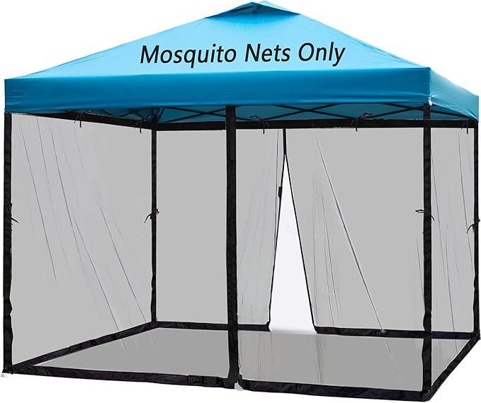 10x10 Mosquito Netting for Patio Camping Gazebo/Pop Up Canopy Tent,Double Door Side Screen Easy Installation Black（Only Mosquito Net No Frame） (Embedded 10x10)  