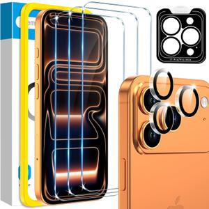 Fotbor Compatible for 3 Pack iPhone 17 Pro Max Screen Protector with 1 Set Camera Lens Protector, 2025 Upgrade 9H+ Premium Tempered Glass 17 Promax, Easy Installation Kits, 6.9 inch (Transparent)