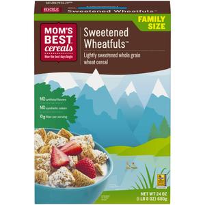 Mom's Best Sweetened Wheatfuls Cereal, Whole Grain, No High Fructose Corn Syrup, 24 Oz Box (Pack of 12),  BB 07/12/2026