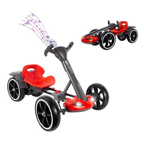 MAOO Electric Go Kart for Kids, Foldable Ride On Toy Car for Toddlers Ages 2-4, Zero Assembly Battery Powered Go Kart with EVA Foam Tires, Adjustable Seat, Steering Wheel, 390 Motor, 3.73 MPH(Red)