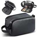 HOTOR Travel Toiletry Bag - Water Resistant Travel Essentials for Women and Men, Compact Leather Toiletries Organizer with Handle, Versatile Cruise Ship Essentials, Black, Large