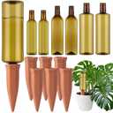 Ferrochef 12 Pcs 17oz 25oz 34oz Plant Watering Devices 6 Terracotta Self Watering Spikes 6 Plastic Bottles Slow Release Vacation Planter Insert Automatic Water System for Indoor Outdoor Potted Plant