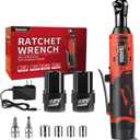 TQUAGGA 3/ 8" Cordless Electric Ratchet Wrench Set, 12V Power Ratchet Tool Kit With 2 Packs 2000mAh Battery And Charger, 45 FT-LBS Battery Powered Wrench with Infinitely Variable Speeds