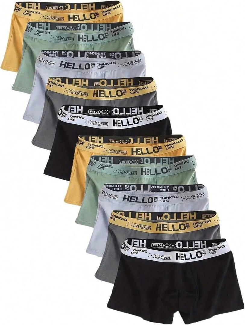 Men's Breathable Boxer Briefs 10-Pack - Airflow Anti-Friction, Moisture Wicking Quick-Dry Underwear Multipack (M)