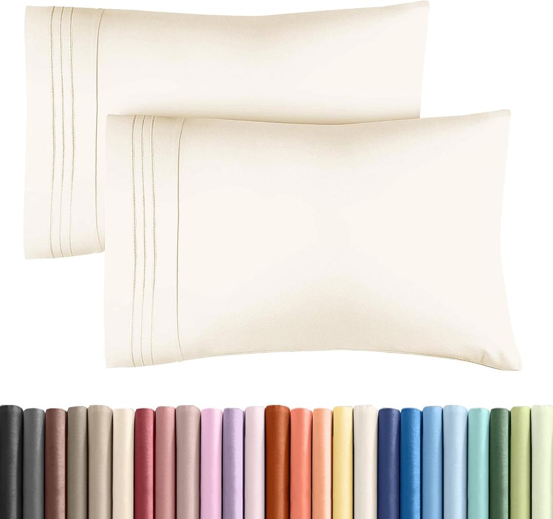 King Pillow Cases Set of 2 - Ultra Soft Hotel Quality Pillowcase Covers - Comfy, Cozy & Wrinkle Free - Shrinkage, Stain & Fade Resistant - Machine Washable Pillow Protectors - 2 Piece Set - Off White