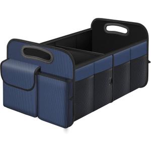 Trunk Organizer, Collapsible Waterproof Multi-Compartment Trunk Organizer for SUVs & Sedans, Car Storage with Reinforced Handles, Car Accessories for Women and Men, 52L (Blue)