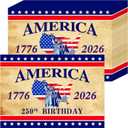 50Pcs Patriotic Paper Placemats Disposable 11x16 Inch, American Flag Red White Blue Star Striped Vintage Table Mats for 4th of July Memorial Day America 250th Birthday Party Decor