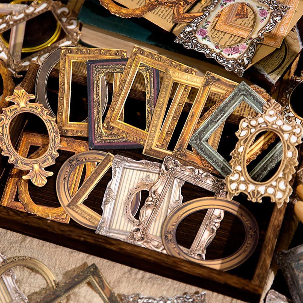 180 Sheets Hollow Photo Frame Materials Vintage Paper Scrapbook Paper,Lace Frames Background Decorative Paper Scrapbooking Paper Retro Cutout Collage Paper For Junk Journal Crafts Scrapbook Supplie