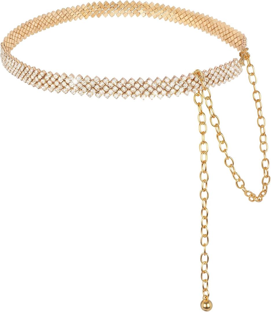 Rhinestone Waist Chain Belt Womens Bling Diamond Belt for Wedding Dress