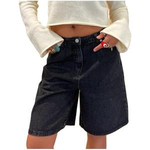 Women Y2K Baggy Denim Shorts Loose Mid Rise Cargo Long Jean Shorts Summer Wide Leg Distressed Carpenter Jorts at Amazon Womens Clothing store Small