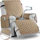 TAOCOCO Stretch Recliner Cover for Middle Seat, 1-Piece Polyester Fabric Seat Slipcover for Recliner Sofa Covers(Camel, 1 Armless Chair Cover)