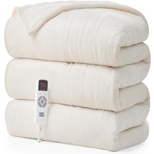 EHEYCIGA Heated Blanket Electric Blanket Twin - Heating Blanket with 9 Heating Levels & 10 Hours Auto Off, Soft Cozy Sherpa Washable Blanket with Fast Heating, 62 x 84 Inches (Beige)