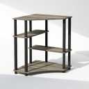 Furinno Turn-N-Tube Storage Shelves, 4-Tier Corner Shelf, Toolless Assembly Display Rack, Corner Bookshelf for Small Space, for Organization and Storage, Living Room, Home Office, French Oak